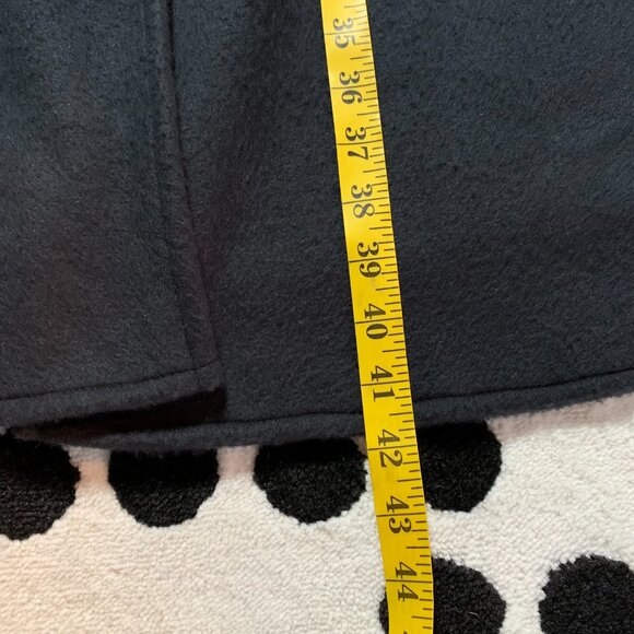 Vintage Lord & Taylor Black Fleece Cloak Cape Faux Fur Collar Velvet Buttons - Picture 15 of 16